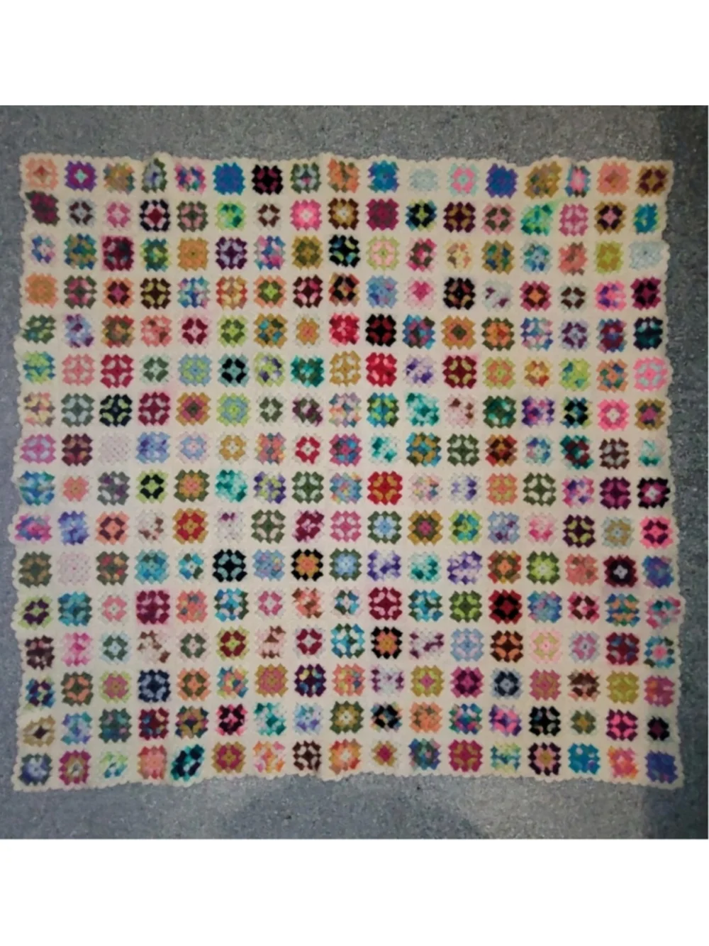 Vintage Handmade Crochet Granny Square Afghan Blanket Multicolor 50x53
